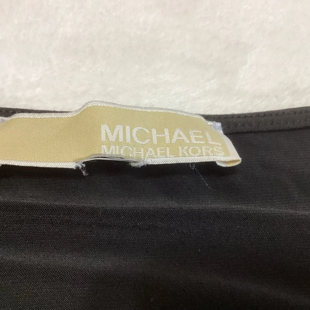 Michael Michael Kors Black Pullover Top with Gold Metal Logo XL Stretchy Goth - Picture 3 of 6